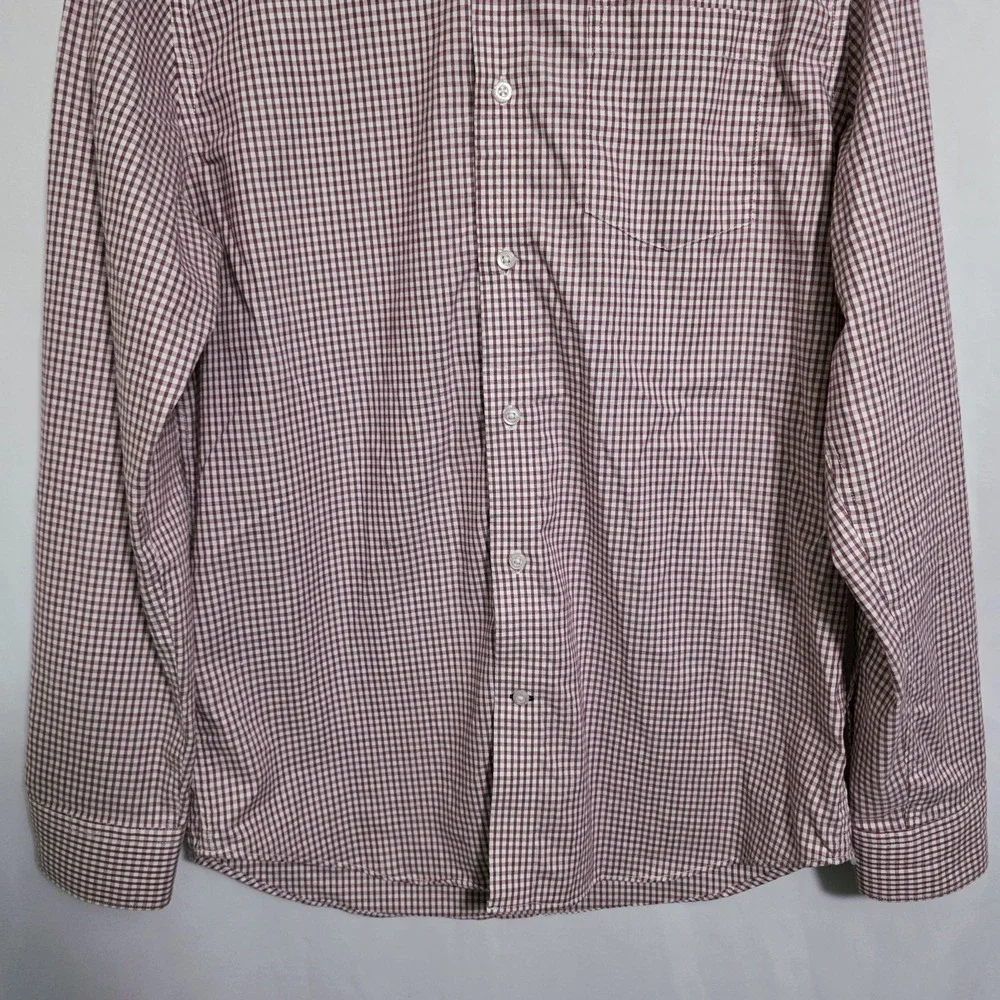 Banana Republic‎ Red Gingham Button Down Classic Fall Office Shirt 100% Cotton L
